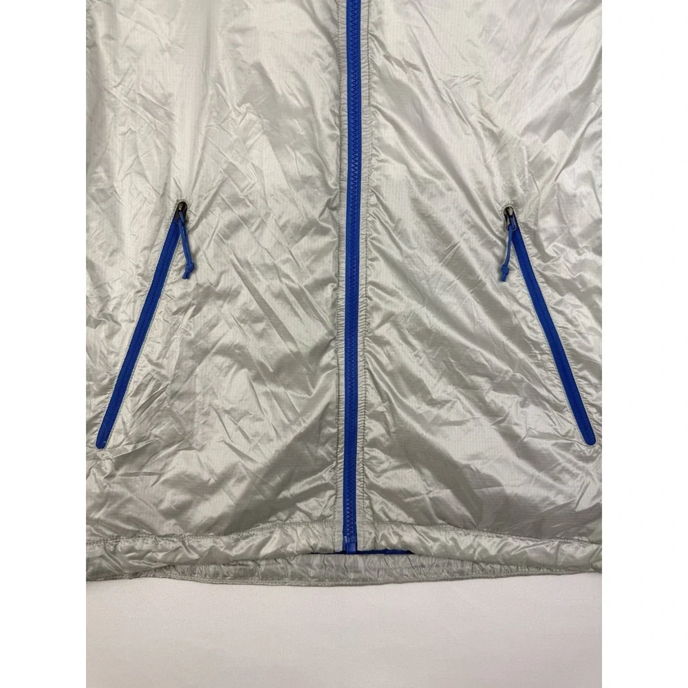 The North Face Puffer Jacket Mens Sz . XL Silver Metallic Full Zip Blue Accent